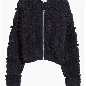 Frame Denim Dark Blue Textured Knit Cardigan